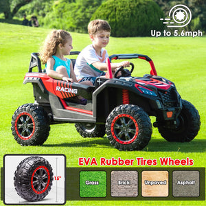 XXXL 24V Ride On Toys for Big Kids UTV Large 2 Seater Ride On Car for Kids 4WD Ride On Truck with Remote Control, Off-Road, Red