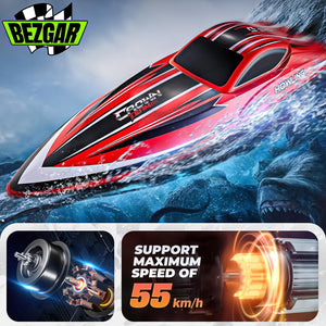 RC Boat, 16 inch Big Brushless Remote Control Boat for Adults and Kids, 55 KPH Large Fast RC Speed Boats with 2000mAh Battery, Red