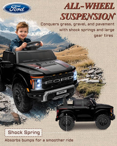 First Ride On 12V Licensed Ford F-150 Raptor Kids Ride on Toy, Ride on Truck with Parent Remote Control  (Black)