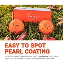 Load image into Gallery viewer, Trust Golf Ball | Aurora Bright Orange | Soft | Distance | Straight Flight | Easy to Spot | Crystal Urethane Covered | 3-Piece | Bright Orange | 48 Balls
