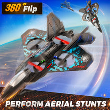 Load image into Gallery viewer, Drones for Kids | 2.4GHZ RC Plane, Remote Control Airplane, RC Helicopter, 360° Flip Fighter Jet Toy with Colorful LED Navigation Light Blue
