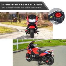 Load image into Gallery viewer, 12V Kids Motorcycle, Battery Powered Electric Vehicle for Kids, Training Wheels, LED Lights, Foot Pedal (Red)
