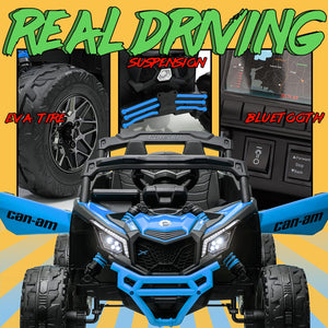 24V Ride on Toys for Big Kids,Kids Electric Ride on Car UTV 4WD/2WD,High Speed Power Wheels with EVA Rubber Tires-Blue