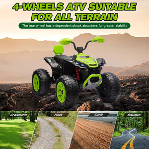 Kids ATV 4 Wheeler Ride on Electric Motorcycle, 24V Battery Powered, Kids Electric Toy Car, Green
