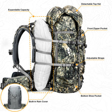 Load image into Gallery viewer, MOXULE Pro 2400 Camo Frame Backpack - Meat Hauler Pack with Rain Cover
