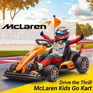 24V Kids Electric Go Kart, Licensed McLaren F1 Drift Kart Car with Dual 200W Motors, Adjustable Seat for Ages 6-12 (Orange)