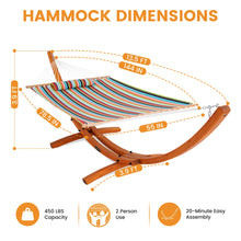 Load image into Gallery viewer, Lazy Daze Sunbrella Fabric Hammock with 13FT Arc Wood Hammock Stand
