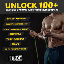 Load image into Gallery viewer, Tribe Lifting Resistance Bands for Working Out Men and Women - Set of 5 Pull Up Bands for Strength Training, Exercise Bands with Handles, Door Anchor and Bar Options for Home Gym

