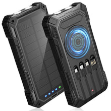 Load image into Gallery viewer, BLASOUL Solar Power Bank,49800mAh Wireless Portable Phone Charger with 4 Built-in Cables,22.5W Fast Charging USB-C in/Output External Battery Pack for iPhone,Android,Perfect for Hiking/Camping
