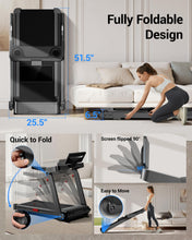 Load image into Gallery viewer, LONTEK Treadmill with Auto 20% Incline - Black Blue
