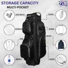 Load image into Gallery viewer, RJ Sports Mission 14 Way Divider Top Golf Cart Bag (Black/Grey)
