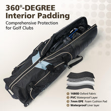 Load image into Gallery viewer, Golf Travel Bags for Airlines with Wheels, Hard Case Top and 1680D Heavy Duty Oxford Protect Golf Clubs, Lightweight and Easy to Maneuver, Black and Khaki
