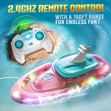 Load image into Gallery viewer, Remote Control Boat for Kids - Water Spray RC Boats with LED Lights for Pool &amp; Lake, 2.4GHz Speed Boat with 20+ Mins Runtime
