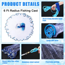 Load image into Gallery viewer, Windyun 3 Pcs Fishing Cast Net with Heavy Duty Sinker Portable Folded Lobster Crab Trap Fishing Net with Long Robust Telescopic Handle Freshwater Saltwater Bait Fishing Accessories (6 Ft)
