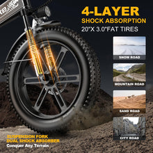 Load image into Gallery viewer, Folding Electric Bike,750W Motor(Peak1000W) Ebike for Adults with 614Wh Li-ion Battery,20&quot;*4.0&quot; Fat Tire 30MPH Electric Bicycle 7-Speed
