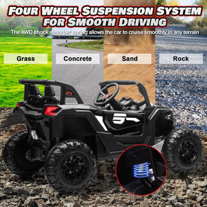 Ride On Car for Kids, MOEYURO 24V Battery Powered Off-Road UTV w/Remote Control, 4x150W Motors,4 Shock Absorbers