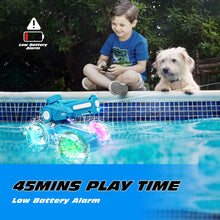 Load image into Gallery viewer, Amphibious Remote Control Car Boat for Kids, 2.4GHz 4WD Water Squirt RC Stunt Car with LED Lights, 45-Minute Playtime
