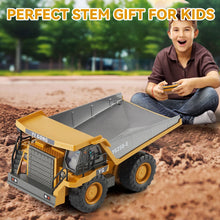 Load image into Gallery viewer, Remote Control Dump Truck, RC Construction Vehicle for Kids with 9 Channel Metal Bed Light Sound &amp; Rechargeable Battery
