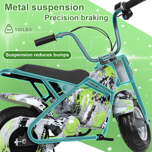 Electric Motorcycle, 250W Kids Electric Dirt Bike, 24V Ride on Toys for Big Kids Off-Road Bike Motocross, Green