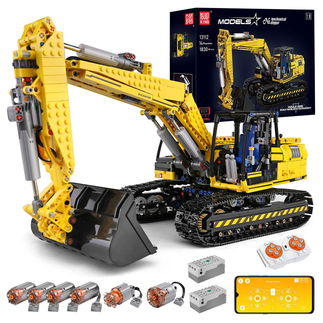 RC Excavator Building Set for Boys, 1830 Pieces Building Blocks APP Remote Control Truck Construction Vehicles Model