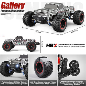 1/12 Scale Brushless RC Cars 903A, 4X4 Off-Road RC Monster Truck with Fast Remote Control of 55KM/H Top Speed