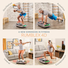 Load image into Gallery viewer, Lifepro Rumblex 4D Curved Vibration Plate Exercise Machine — Triple Motor, 7 Modes &amp; 60 Speeds Vibrating Platform Machine — Full Body Vibration Plate for Lymphatic Drainage &amp; at Home Workout
