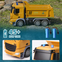 Load image into Gallery viewer, Remote Control Dump Truck Toys - RC Construction Vehicles with Blue Warning Lights, Trucks Toy

