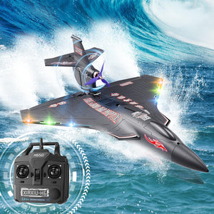 6CH Amphibious RC Plane for Water, Land & Air, Remote Control Airplane Flying Boat Toys,2.4GHz 6-axis Gyro Stabilizer RTF (Black)