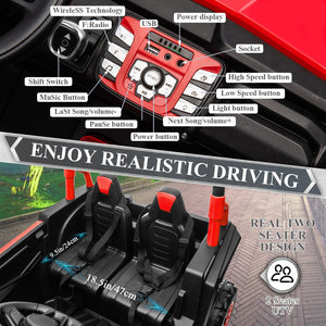 2 Seater Ride on Car Truck,24V Electric Vehicle Car for Kids 3-8 Years,200W Motors,4 Shock Absorbers (Red)