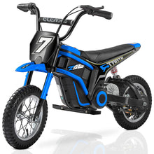 Load image into Gallery viewer, Electric Dirt Bike, 24V Ride on Toys for Big Kids, 350W Kids Motorcycle with Music &amp; Bluetooth, 15.5 mph &amp; 150lb Max-Blue
