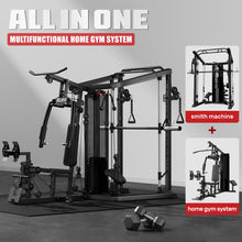 Load image into Gallery viewer, JELENS Home Gym System, 150LB Weight Stack Smith Machine -(Black, 190LBS Black Weights Package)
