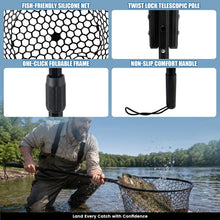 Load image into Gallery viewer, Telescopic Fishing Landing Net, 60.63/66.14in Oval 18.9×24.1in Fish Safe Net Holds Up to 15Lbs for Catch Release (3-Section 66.14in)
