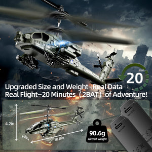Remote Control Military Flying Helicopter Toy, 2.4GHz, 3.5 Channels Helicopter with Gyro & LED Light, Altitude Hold (Green)