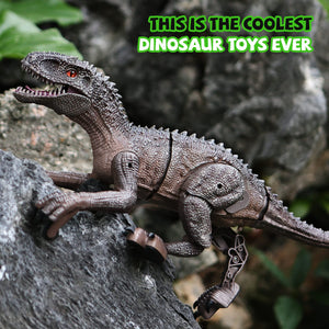 19" Remote Control Dinosaur Toys for Kids, 8CH Rechargeable Jurassic Velociraptor Imitates Walking with Light & Roaring - Dinosaur Toys