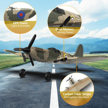 Load image into Gallery viewer, HAWK'S WORK 3 Channel RC Plane Spitfire Fighter, Remote Control Warbird Ready to Fly
