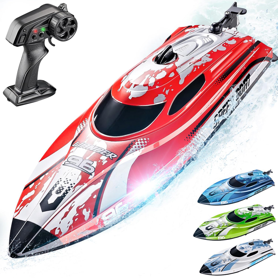 RC Boat for Kids & Adults, Fast RC Speed Boat with 700mAh Battery, Waterproof Toy for Lakes & Pools - TX126 Red