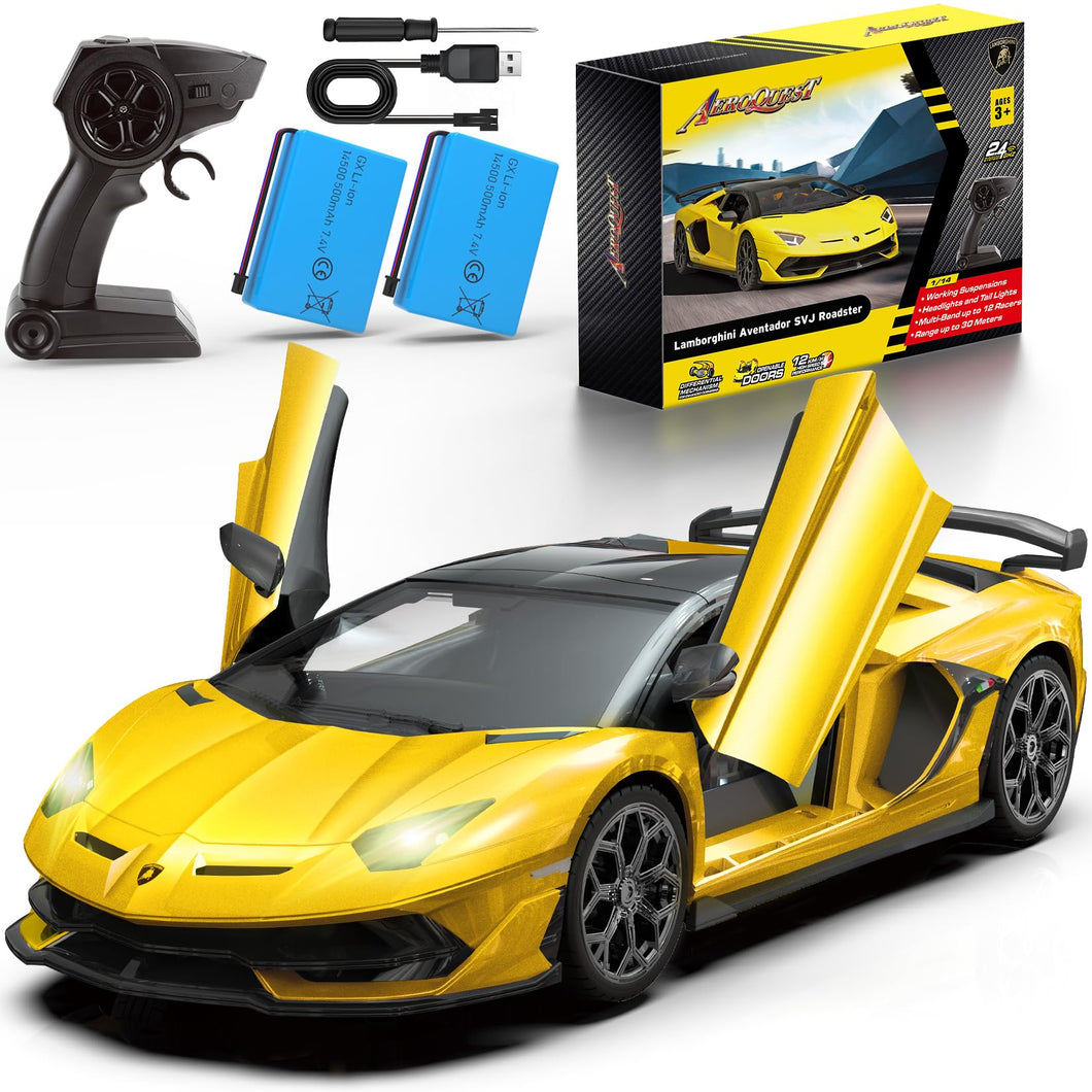 Lamborghini Remote Control Car, Officially Licensed 1:14 Lambo RC Car Yellow）