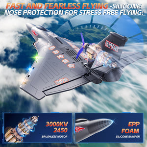 6CH Amphibious RC Plane for Water, Land & Air, Remote Control Airplane Flying Boat Toys,2.4GHz 6-axis Gyro Stabilizer RTF (Black)