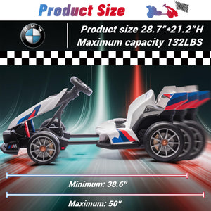 Electric Go Kart with Adjustable Seat, 24V Licensed BMW Drift Kart with Dual 200W Motors (White)