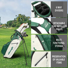 Load image into Gallery viewer, wosofe 6-Way Golf Stand Bag, Waterproof PU Leather, Forest Green Tour
