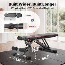 Load image into Gallery viewer, YOLEO Adjustable Weight Bench for Home Gym, ASTM-Certified 827LBS, 98% Pre-Assembled, Foldable Gym Bench with 84 Positions Incline Decline Flat, Wider Seat
