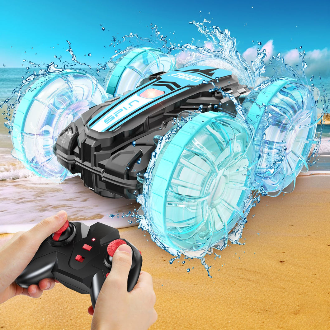 Remote Control Car, Amphibious RC Cars Toys for Ages 5-7, 4WD RC Boat, Waterproof 360° Rotating RC Monster Truck Stunt Car
