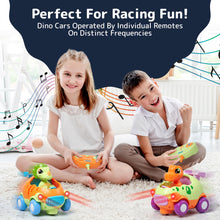 Load image into Gallery viewer, Dino Remote Control Car - Cartoon Style Dinosaur Remote Car with Music and Lighting - Disassemble-able and Assemble-able
