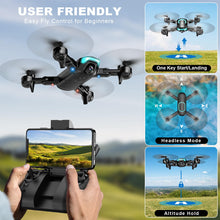 Load image into Gallery viewer, Drone with Camera, Foldable Drone for Beginners with 1080P Camera, Upgrade Altitude Hold, Circle/Rotating/Waypoint Fly, 3D Flip
