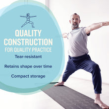 Load image into Gallery viewer, NewMe Fitness Yoga Mat for Women and Men - Large, 5mm Thick, 68 Inch Long, Non Slip Exercise Mats w/ 70 Printed Yoga Poses for Pilates, Workout and Stretching - Home and Gym Essentials - Black
