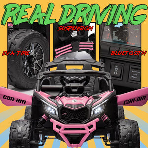 24V Ride on Toys for Big Kids,Kids Electric Ride on Car UTV 4WD/2WD,High Speed Power Wheels with EVA Rubber Tires - Pink