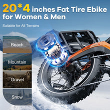 Load image into Gallery viewer, Cybervelo 1000W(Peak 2000W) Folding Electric Bike for Adults,35MPH 100Mile,48V 25Ah Removable Battery,20&quot; x 4.0 Fat Tire
