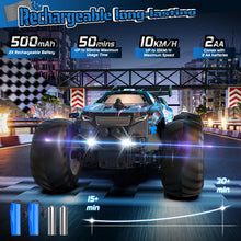 Load image into Gallery viewer, Remote Control Car, All-Terrain Remote Control Truck for Boys, Rechargeable Rc Truck with LED, 1:20, 10KM/H, 2 Motors, 2.4GHZ
