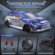 Load image into Gallery viewer, RC Drift Cars 1/18 Scale High Speed Performance with Gyro, 2.4GHz Remote Control Cars 28 KM/H RTR with 2 Rechargeable Batteries
