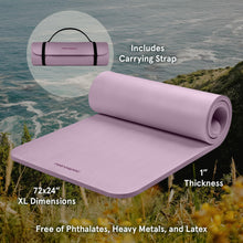 Load image into Gallery viewer, Retrospec Solana Yoga Mat 1" Thick with Nylon Strap for Men &amp; Women - Non Slip Exercise Mat for Home Yoga, Pilates, Stretching, Floor &amp; Fitness Workouts, Violet Haze
